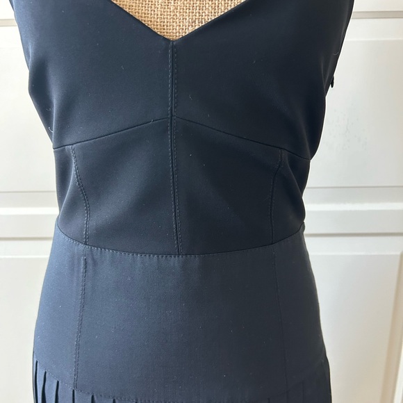 La Ligne Zelda Black Open-back Dress Wool-blend Accordion Pleated Skirt Size 4 - Picture 2 of 12